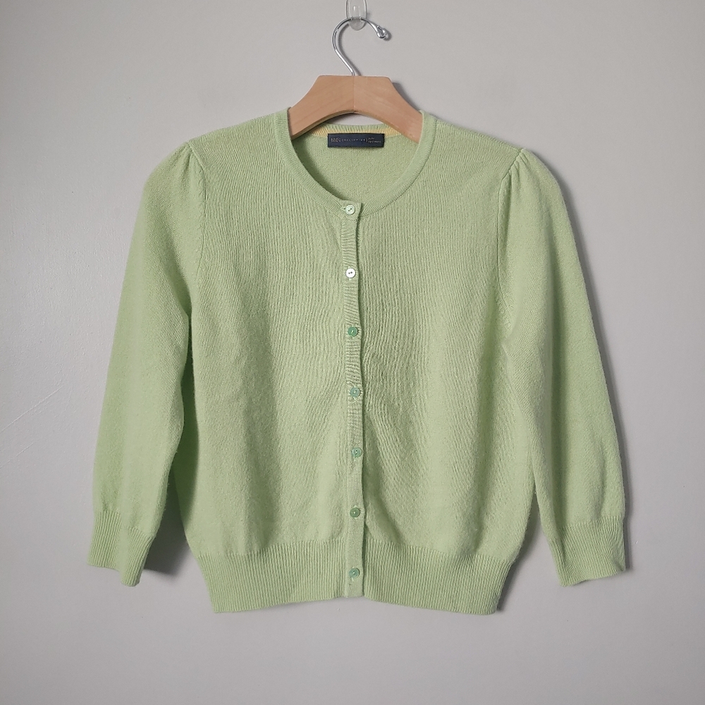 Marks & Spencer Crewneck Cashmere Cardigan Size Medium Green - Picture 6 of 16